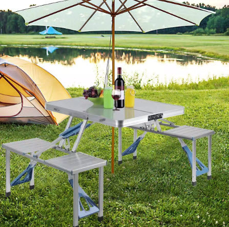 Tesla Model S Model X Model 3 Model Y - Portable Outdoor Folding Table with Stools - Instant 50% discount code: SUMMERTIME50 at checkout!