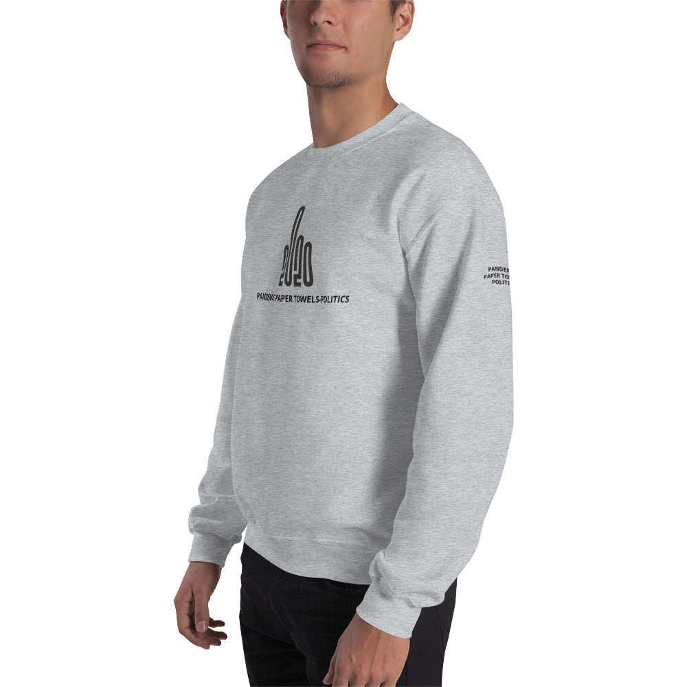 Man wearing a gray sweatshirt with the F20 design imprinted on it