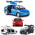 4 Tesla model X toy cars, blue red, white and black