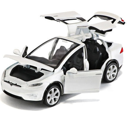White Tesla model X toy car