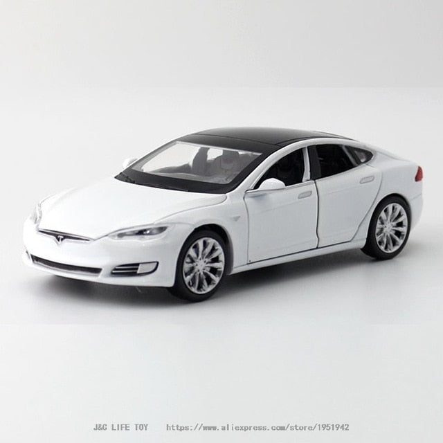 White Tesla model S toy car